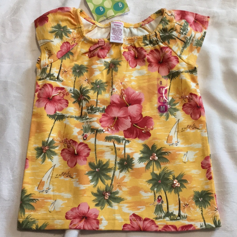 NWTs Beautiful Vintage Gymboree Little Hula Girl top Sz M-4